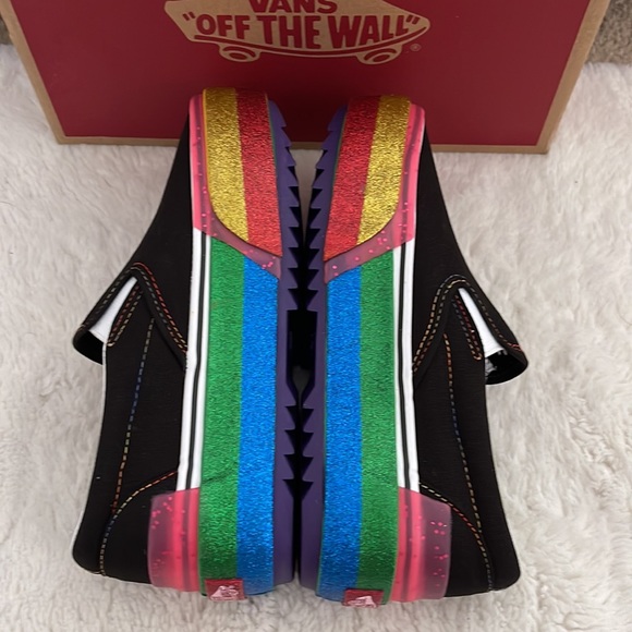 Platform Rainbow Glitter Vans Slip-on. Rare! - Picture 6 of 7